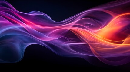 Abstract Swirling Smoke and Misty Fog on Black Background in Vibrant Colors