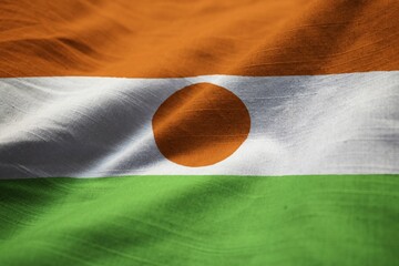 Poster - Closeup of Ruffled Niger Flag, Niger Flag Blowing in Wind