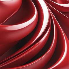 Poster - Abstract image with red glossy smooth and wavy shapes, AI generated