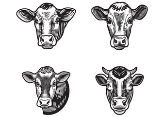 Wall Mural - silhouette of cow head logo vector design, cow head icon logo vector silhouette, cow head silhouette