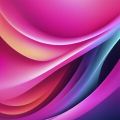 Poster - Layered abstract image consisting of pink, purple, orange, and blue hues forming wave-like shapes, AI generated