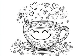 Sticker - Heart-Shaped Coffee Cup Drawing