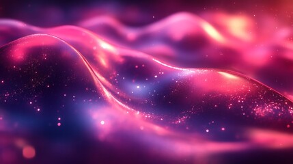 Fototapete - Neon wave background combined abstract 3D magenta shapes and smooth glass elements creating a unique and vibrant art design