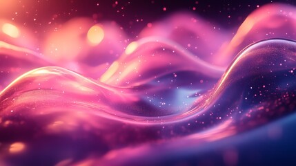 Fototapete - Neon wave background combined abstract 3D magenta shapes and smooth glass elements creating a unique and vibrant art design