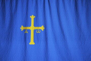 Poster - Ruffled Flag of Asturias Blowing in Wind