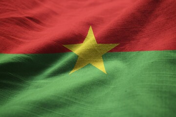  - Ruffled Flag of Burkina Faso Blowing in Wind