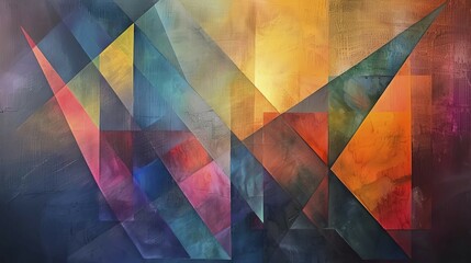 Poster - Vibrant abstract background with multicolored triangles and textured surface, ai generated, AI generated