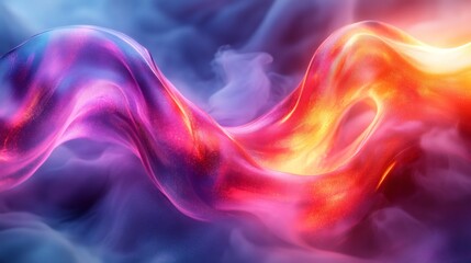 Fototapete - Neon wave background abstract 3D glass shapes and rich magenta tones blending into a smooth futuristic art design