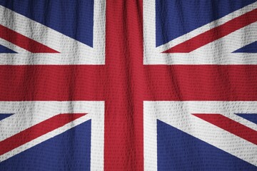 Poster - Closeup of Ruffled United Kingdom Flag, United Kingdom Flag Blowing in Wind