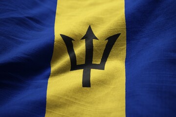 Poster - Ruffled Flag of Barbados Blowing in Wind
