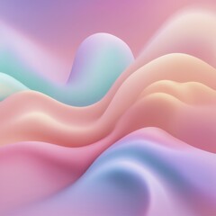Poster - Abstract design with pastel colors and smooth flowing shapes creating a soft, wavy pattern, AI generated