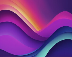 Poster - Dynamic abstract waves with gradients of purple, pink, blue, and orange, AI generated