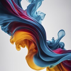 Poster - Flowing fluid waves of blue, orange, and pink in a vibrant abstract style, creating dynamic movement, AI generated