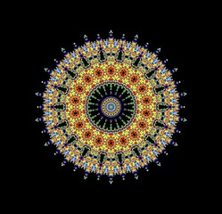 Poster - Black background with bright radial color shape