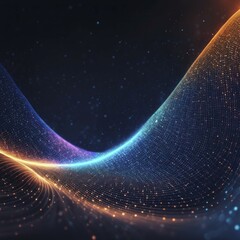 Poster - Abstract digital neon light trails creating waves with a sparkly dark background in vibrant colors, AI generated