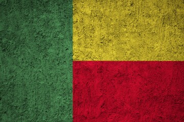 Poster - Benin flag painted on the cracked grunge concrete wall