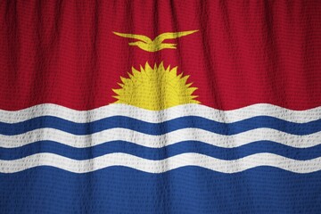 Poster - Closeup of Ruffled kiribati Flag, kiribati Flag Blowing in Wind