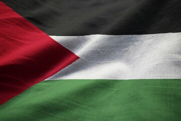 Poster - Closeup of Ruffled Palestinian Flag, Palestinian Flag Blowing in Wind