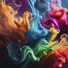 Poster - Dynamic swirls of colorful liquids creating a vibrant and abstract visual, AI generated