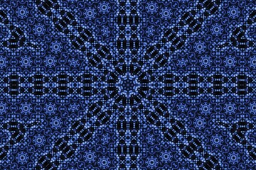 Poster - Dark background with unfocused blue bulbs pattern