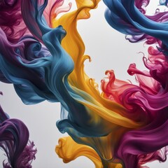 Poster - An abstract fluid art piece featuring swirling vibrant colors of orange, purple, and blue creating a dynamic flowing effect, AI generated