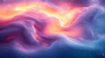 Poster - Streams of glowing liquids pastel shades flowing across the scene in powerful arcs creating a soft yet energetic cartoonstyle abstract art background