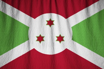  - Ruffled Flag of Burundi Blowing in Wind