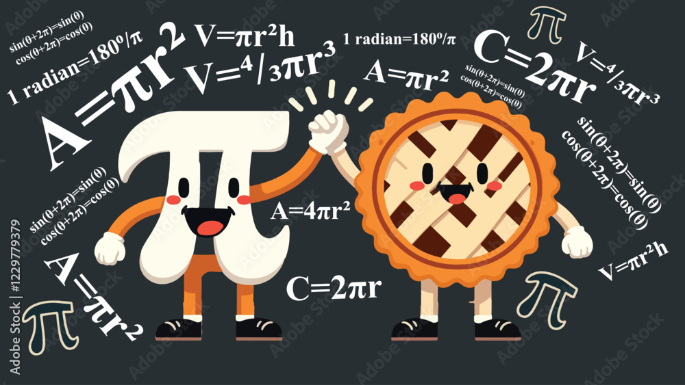Pi Pie Duo, Two friendly characters one shaped like the π symbol and ...