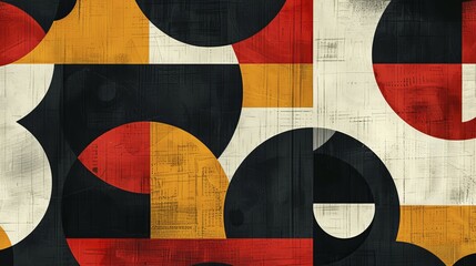Poster - Distressed texture and geometric circles in an abstract pattern with a striking color scheme, ai generated, AI generated