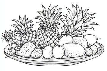 Canvas Print - Elegant Fruit Platter Illustration