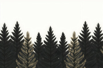 Dark forest trees, winter scene, nature background, design element