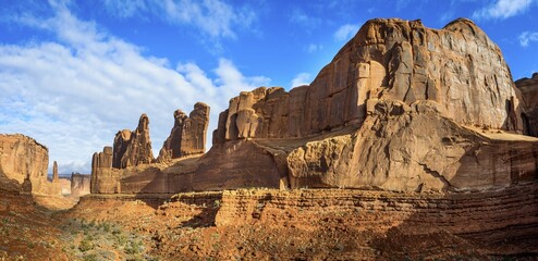 Wall Mural - Park Avenue Trail, Rock formation of the Courthouse Towers, Arches National Park, Utah, USA, North America