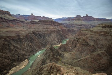 Wall Mural - View from Plateau Point in the gorge of the Grand Canyon to the Colorado River, eroded rocky landscape, South Rim, Grand Canyon National Park, Arizona, USA, North America