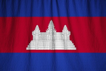 Poster - Ruffled Flag of Cambodia Blowing in Wind