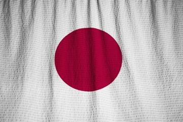 Poster - Closeup of Ruffled Japan Flag, Japan Flag Blowing in Wind