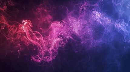 Poster - Vivid and mystical abstract artwork with pink, purple, and blue smoke on a dark background, AI generated