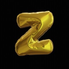 Leinwandbilder - Golden Balloon Letter Z, Realistic 3D Rendering on a black background