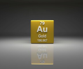 Leinwandbilder - Cube with Gold number 79 periodic table, 3d rendering