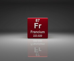 Leinwandbilder - Cube with Francium number 87 periodic table, 3d rendering