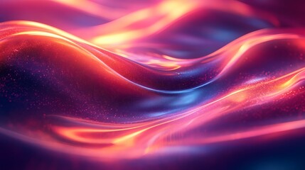 Fototapete - Vibrant neon wave background abstract 3D glass shapes and flowing magenta tones creating a futuristic and artistic design