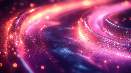 Fototapete - Vibrant neon wave background abstract 3D glass shapes and flowing magenta tones creating a futuristic and artistic design