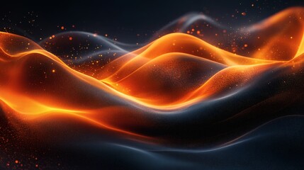 Poster - Vibrant orange black abstract background with a smooth wave flow and grainy noise texture ideal for a bold and energetic header design