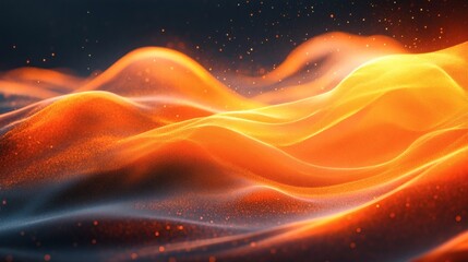 Poster - Vibrant orange black abstract background with a smooth wave flow and grainy noise texture ideal for a bold and energetic header design