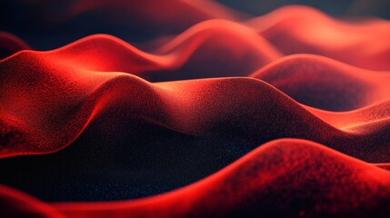 Poster - Vibrant red black abstract waves with a grainy texture and noise effect ideal for a bold and energetic header or wallpaper design