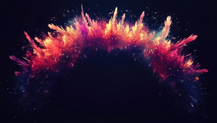 Poster - Colorful Explosive Burst of Light with Radiant Sparks Creating an Abstract Arc in a Dark Background for Dynamic Artistic Designs and Creations