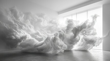 Wall Mural - White cloud formation fills modern room