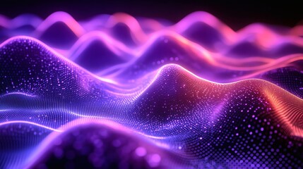 Fototapete - Vibrant ultraviolet wave patterns dynamic abstract designs and glowing threedimensional textures creating a futuristic background
