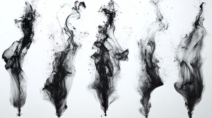 Aufkleber - ink splash material of various shapes drawn ink on white background