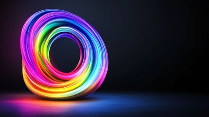 Sticker - Colorful rainbow is displayed in a circle on a dark background. The colors are vibrant and the circle is large, creating a sense of movement and energy. The image conveys a feeling of joy