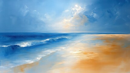 Canvas Print - Serene beach scene peaceful ocean waves